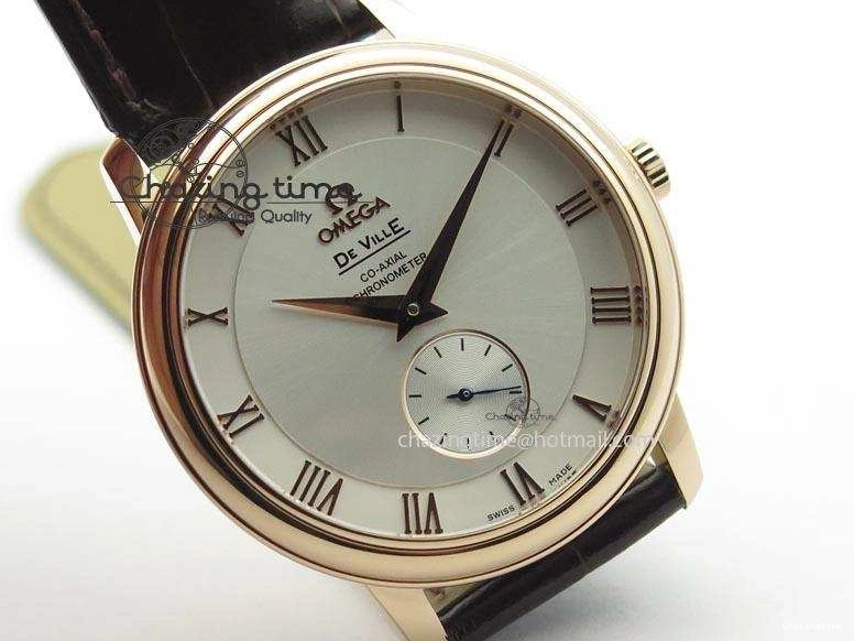 0316 Popular De Ville MK 1:1 Best Edition RG White Dial On Black Leather Asian Seagull T1701 (Sec@6) 8237